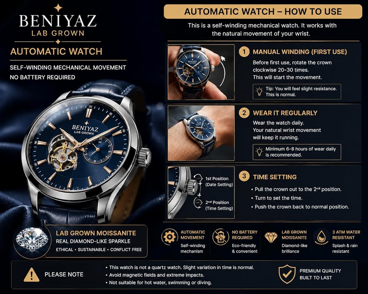 Moissanite Diamond Watch for Men Automatic Luxury Square Watch with Green Leather Strap Iced Out Roman Dial Designer Wrist Watch Gift for Him